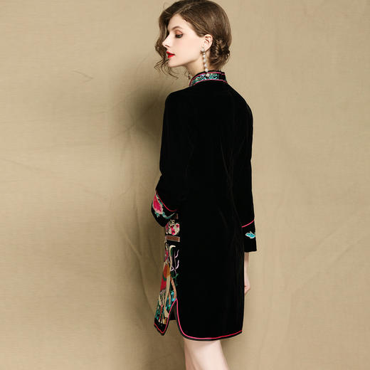 AYK-180723秋季立领九分袖连衣裙重工刺绣连衣裙 商品图2