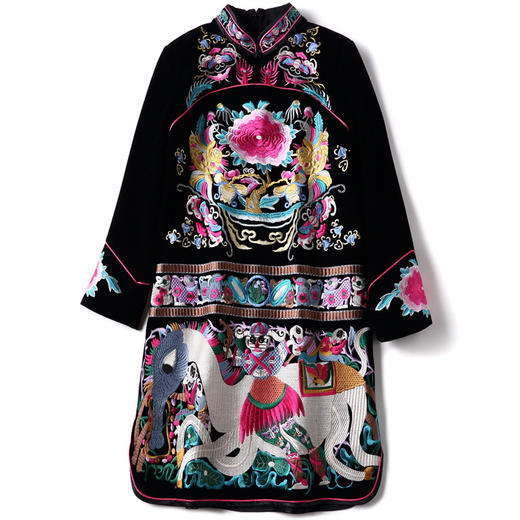 AYK-180723秋季立领九分袖连衣裙重工刺绣连衣裙 商品图4