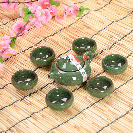 整套一壶六杯冰裂茶具套装居家日用商务礼品餐饮用具冰裂茶具 商品图1