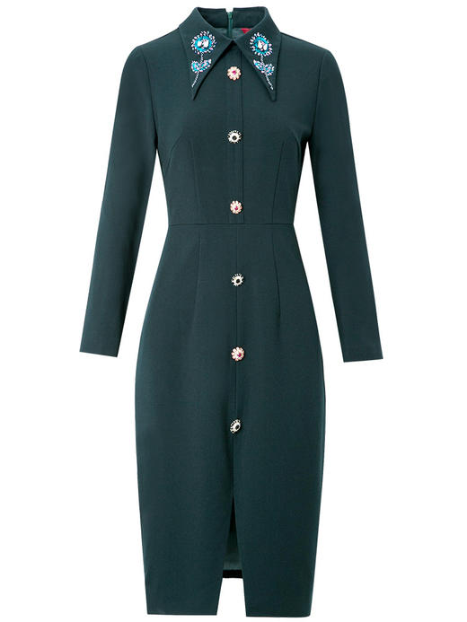 FMY-25584秋装新品名媛气质女神范修身开叉裙 商品图2