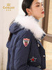 乔万尼冬时尚贴布装饰舒适纯色连帽毛领羽绒服EL4T612 商品缩略图1