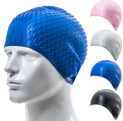【运动装备】新款游泳帽 防水硅胶 成人男女通用 水滴帽长发护耳时尚泳帽 商品图2