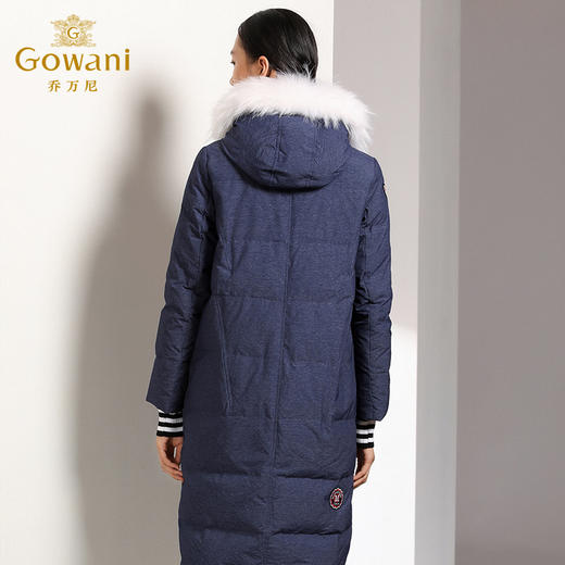 乔万尼冬时尚贴布装饰舒适纯色连帽毛领羽绒服EL4T612 商品图4