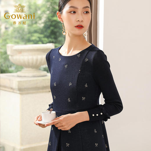 乔万尼连衣裙秋冬长袖连衣裙羊毛收腰显瘦打底连衣裙EB4E065 商品图1