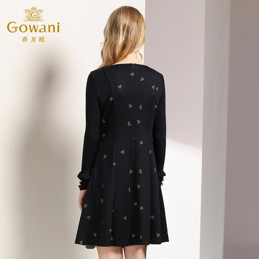 乔万尼连衣裙秋冬长袖连衣裙羊毛收腰显瘦打底连衣裙EB4E065 商品图3