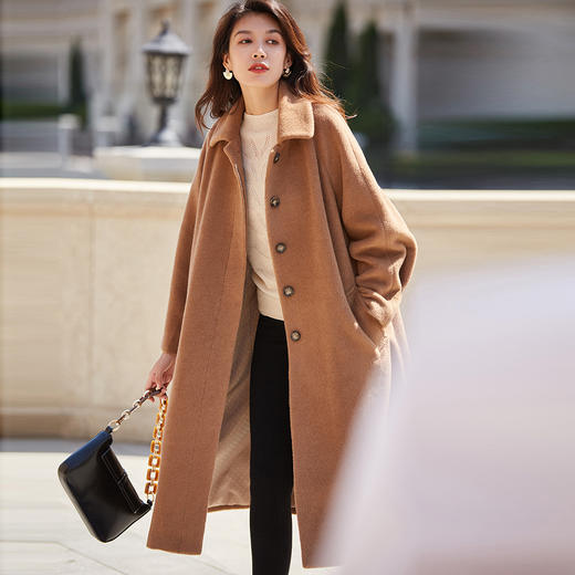SH 3122真丝骆马绒茧型宽松保暖长款大衣外套 商品图6