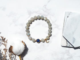 【恋人之石】天然灰月光蓝晶石水晶手链