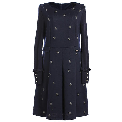 乔万尼连衣裙秋冬长袖连衣裙羊毛收腰显瘦打底连衣裙EB4E065 商品图4