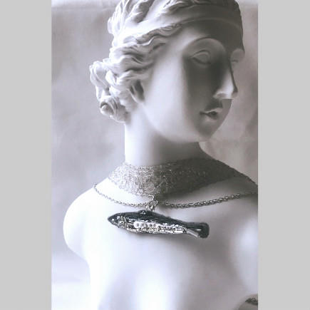 【秋之味】珠绣秋刀鱼diy材料包 胸针项链两用 0基础可制作 商品图0