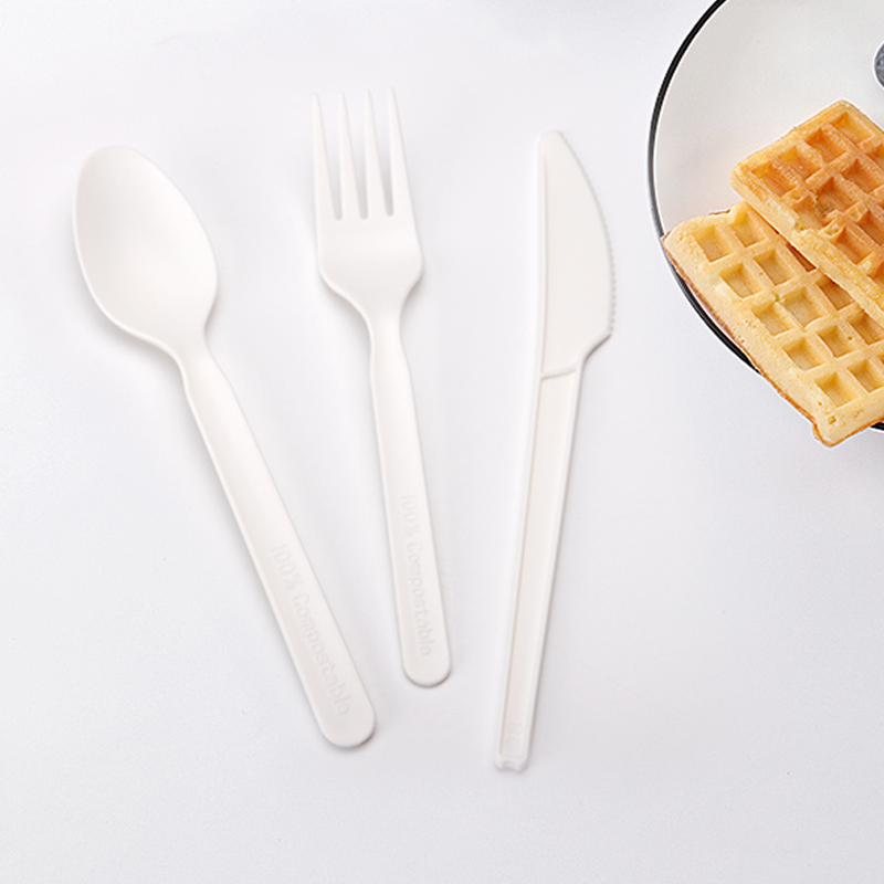喇叭花一次性餐具淀粉塑料甜品勺汤勺加厚水果酸奶刀叉勺100个/件