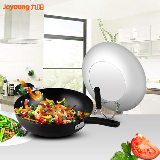 【铁釜炒锅】Joyoung/九阳CTH3221铁釜炒锅健康无涂层适用所有灶炉锅底数控节能 32CM 商品图0