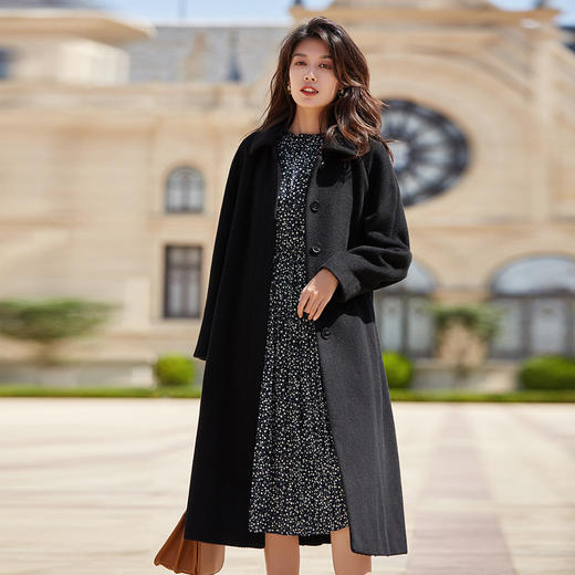 SH 3122真丝骆马绒茧型宽松保暖长款大衣外套 商品图2