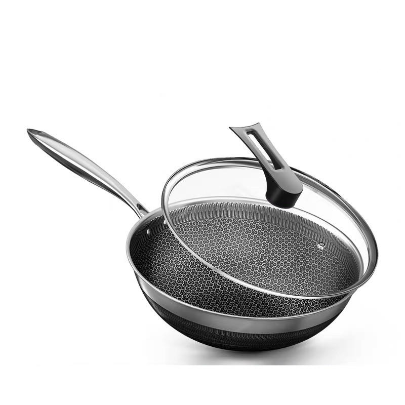 【不带赠品】康巴赫 旗舰款双面屏不粘锅炒锅316不锈钢炒菜锅家用德国