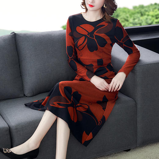 ZY-YD582秋季新款圆领长袖连衣裙 商品图3