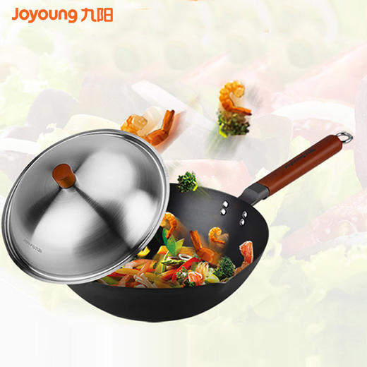 【高纯铁炒锅  极釜】Joyoung/九阳CTG3009铁釜炒锅无涂层真不锈30cm 商品图0