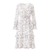 欧芮儿 碎花雪纺连衣裙女新款长袖木耳边复古收腰A字长裙 商品缩略图1