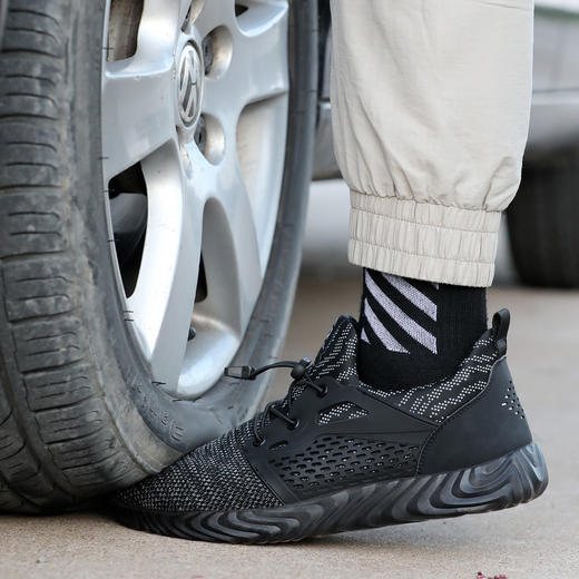 劳保鞋男透气钢包头防砸防刺耐磨橡胶底舒适防臭安全工作鞋 商品图3