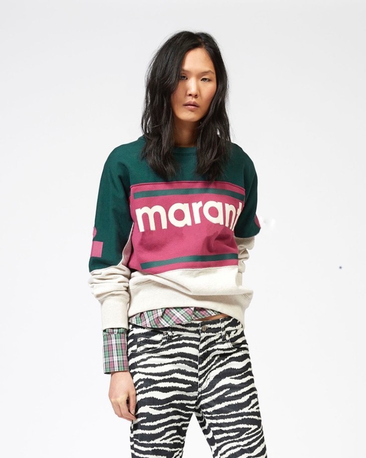 亏本不退换isabelmarant马卡龙色字母圆领纯棉套头卫衣