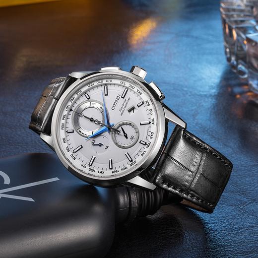 西铁城日本官方正品光动能万年历电波表防水休闲男表AT8110-11A 商品图3