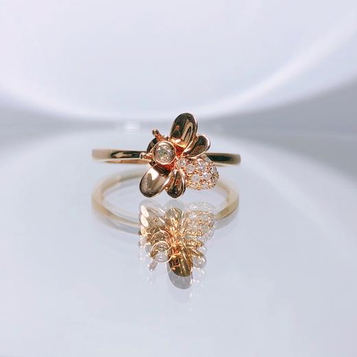 蜜蜂18k金钻石旋转戒指