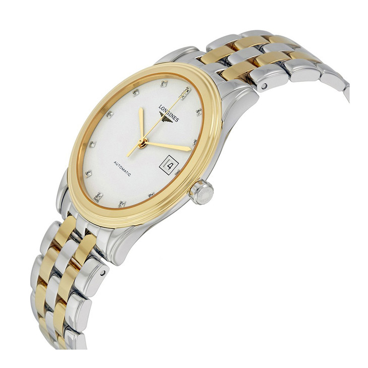 浪琴flagship系列38mm表盘白色表盘双色镀金外壳不锈钢坦克表带蓝宝石