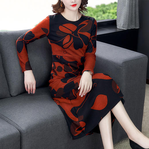 ZY-YD582秋季新款圆领长袖连衣裙 商品图2