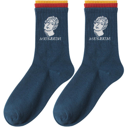 【日系原宿风女袜】创意设计女士长筒袜 个性潮流三色袜口棉袜3双装 商品图4