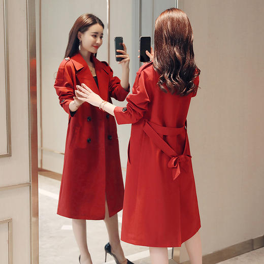 WZNH-WM80029秋季新款韩版时尚简约纯色宽松双排扣插肩袖外套 商品图3