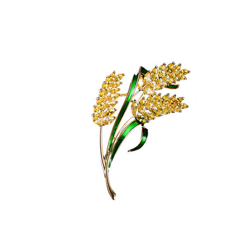 AM-XR03958F韩版爆款锆石胸花珐琅金色麦穗胸针 商品图4