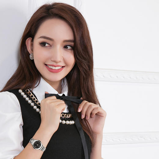 天王表(TIANWANG)手表 沧海系列钢带石英商务女士手表钟表情侣表黑色LS3626S/D 商品图3