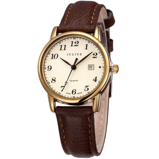 聚利时(Julius)手表女韩版时尚英伦系列复古学生防水石英表女士手表咖色JA-508LC 商品图0