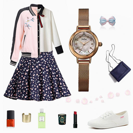 聚利时（Julius）手表心动系列钢化玻璃镜面进口机芯手链石英防水女士手表棕色JA-482I 商品图6