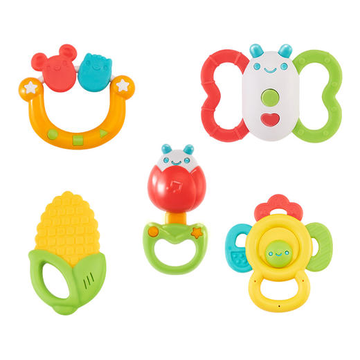 【会员价：31.09】澳贝（AUBY）婴儿摇铃牙胶宝宝新生儿玩具0-6-12个月0-1岁放心煮摇铃5pcs礼盒 461516【新旧配色随机发货】 商品图3