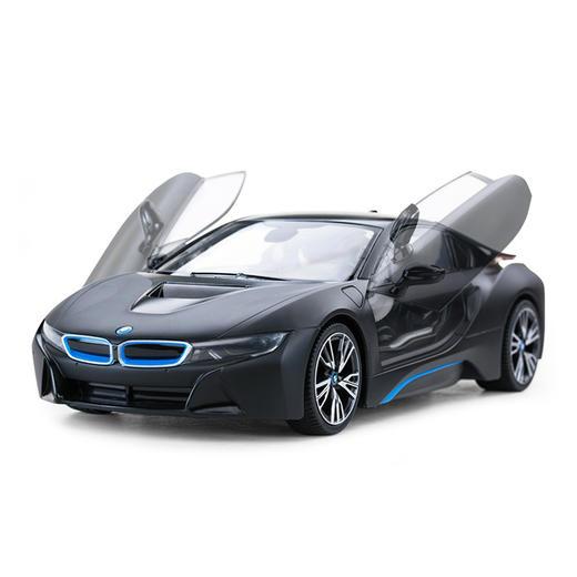 星辉(Rastar) 遥控车 1:14宝马i8内置USB充电可遥控开门跑车模型男孩儿童玩具车 71060哑光黑 商品图2