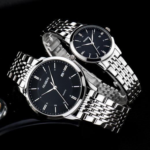 劳士顿（ROSDN）手表 石英情侣表钟表男表黑盘钢带 G3150S-TAB 商品图1