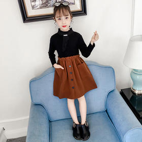 JSL-kxxb秋冬新品女童拼接加绒长袖公主连衣裙