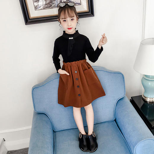 JSL-kxxb秋冬新品女童拼接加绒长袖公主连衣裙 商品图0