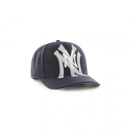 47 通用MLB Major League Baseball系列可调节均码藏青帽子 白色Logo+雾灰阴影Logo 洋基队 弯帽沿嘻哈帽棒球帽JPY带授权招加盟代理