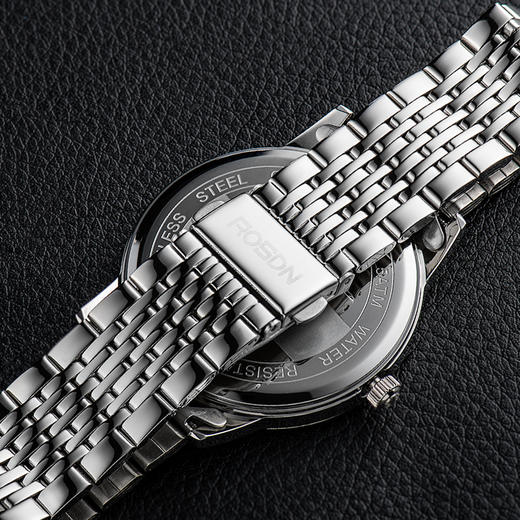 劳士顿（ROSDN）手表 石英情侣表钟表男表黑盘钢带 G3150S-TAB 商品图2