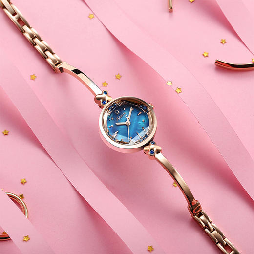 聚利时（Julius）手表女韩版时尚闪耀水钻女式纤细手链防水石英女士手表蓝盘JA-878D 商品图4