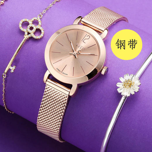 聚利时(Julius)手表女韩版学生时尚系列女式金属网带石英防水女士手表女生玫瑰金JA-732C 商品图0
