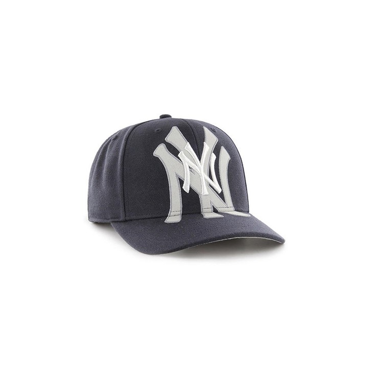 47通用mlbmajorleaguebaseball系列可调节均码藏青帽子白色logo雾灰