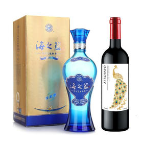 42°洋河海之蓝480ml/1瓶+西班牙金雀干红葡萄酒/1瓶 组合装