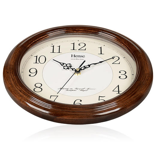 汉时(Hense)客厅静音实木挂钟办公室时钟欧式田园挂表时尚创意家用石英钟表HW13棕色13英寸B款 商品图1