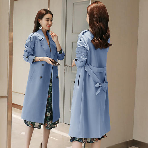 WZNH-WM80029秋季新款韩版时尚简约纯色宽松双排扣插肩袖外套 商品图4