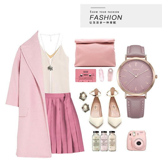 聚利时（Julius）手表女心动系列时尚韩版学生女生休闲大表盘石英防水女士手表粉色JA-1017D 商品图3