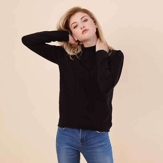 本来之选 极简洋气针织衫女   外搭打底半高领毛衣薄款修身上衣B9065 商品图3