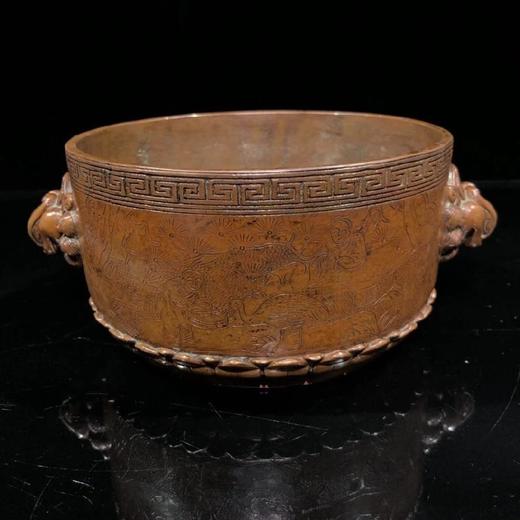 花盆造型兽头铜香炉 商品图3