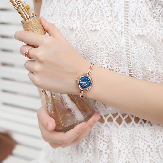 聚利时（Julius）手表女韩版时尚闪耀水钻女式纤细手链防水石英女士手表蓝盘JA-878D 商品图3