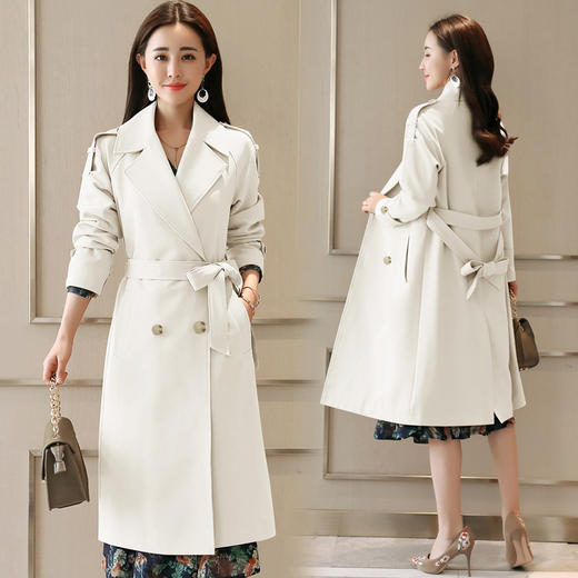 WZNH-WM80029秋季新款韩版时尚简约纯色宽松双排扣插肩袖外套 商品图1